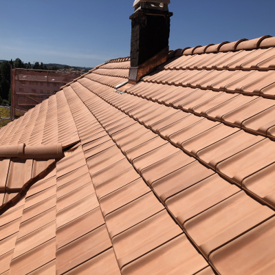 Dach gedeckt mit Kamin2